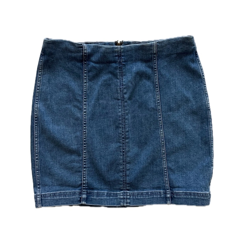 Free People Modern Femme Denim Mini Skirt Medium Wash Size 12 | Stretch A-Line